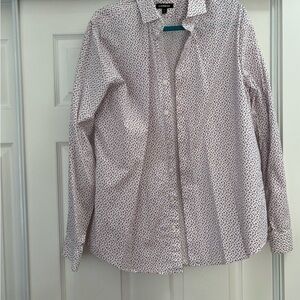 Express White and Red Geometric Shirt